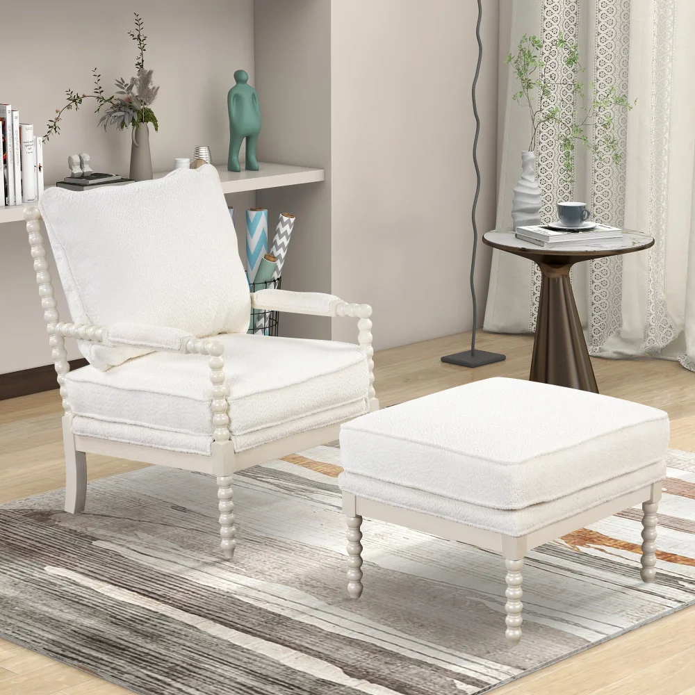 

Accent Chair with Ottoman,6.3" Thicked Modern Lounge Accent Chair with Armrests pad, Reading Chair with Footrest
