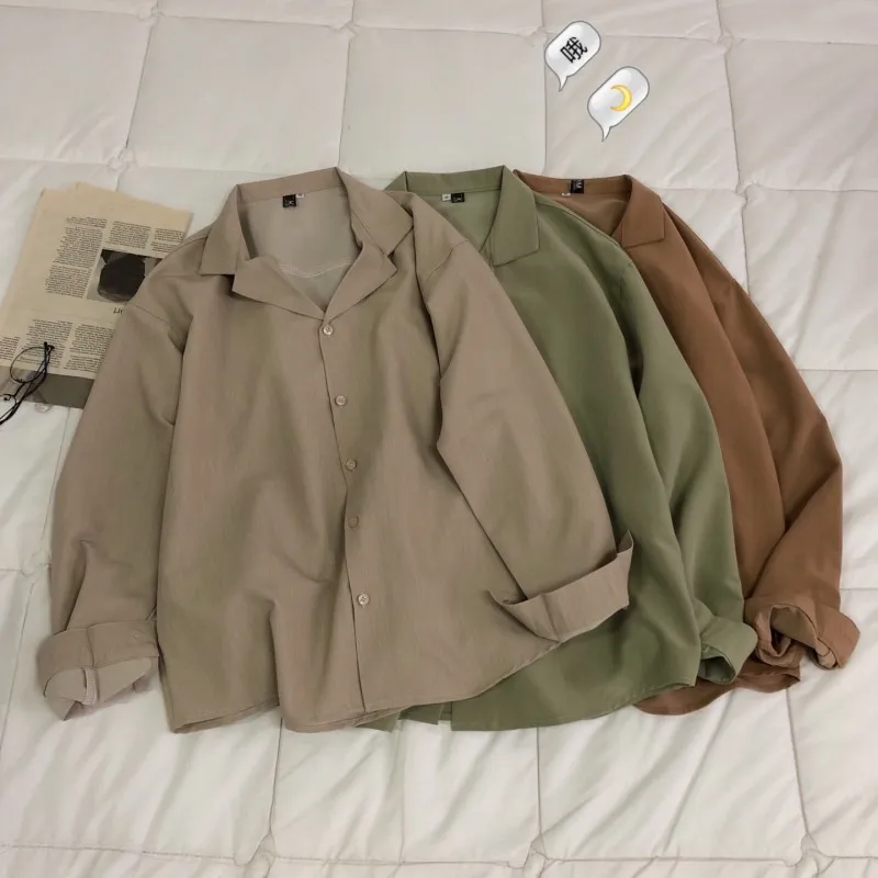 

2021 Men's Suit Collar 6-color Coats Long Sleeve Loose Hawaiian Shirt Camisa Masculina Streetwear Fashion Social Shirts S-2XL