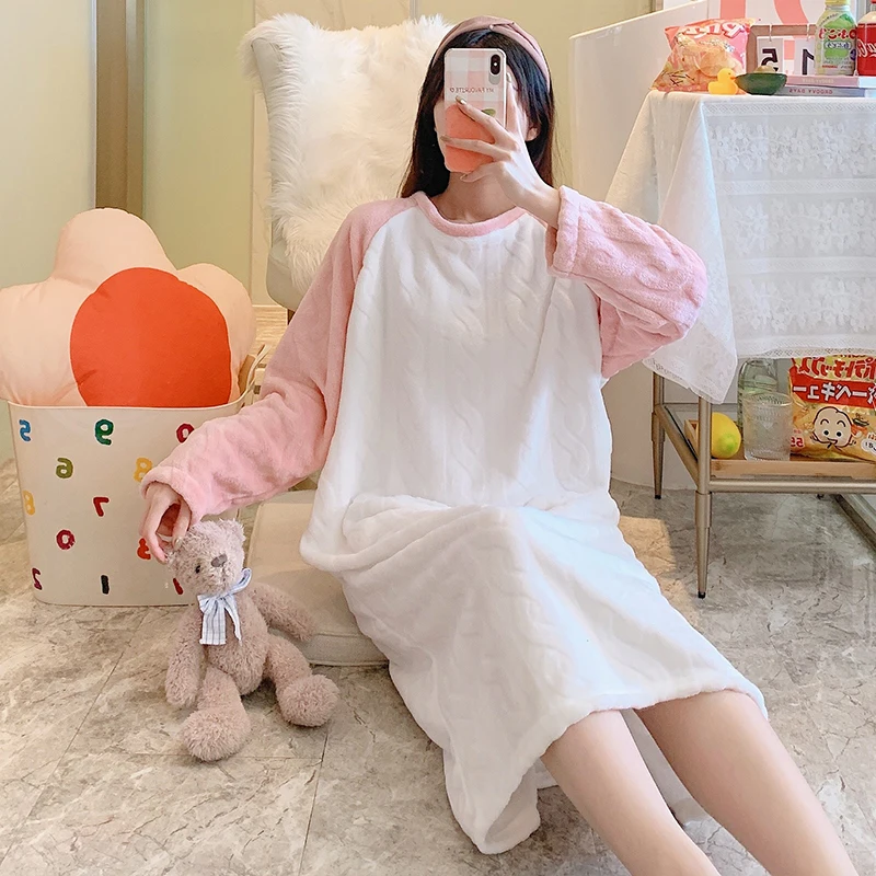 

Мягкая теплая кавайная Женская одежда с длинным рукавом и круглым вырезом