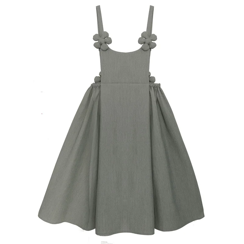 VANOVICH 2022 Spring and Autumn New Women's A-LINE Dress Knee-Length Spaghetti Strap Appliques Fashion Elastic Waist | Женская