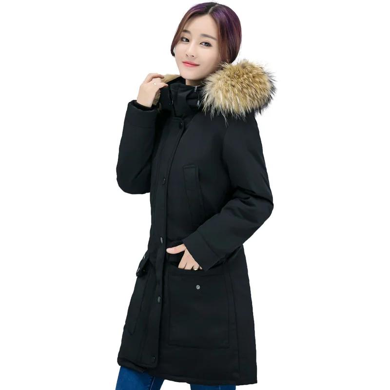 

Winter Fashion Hooded Fur Collar Long Parkas Women Casual Loose Thick Warm Color Jacket Casacos Femininos Coats And Jackets