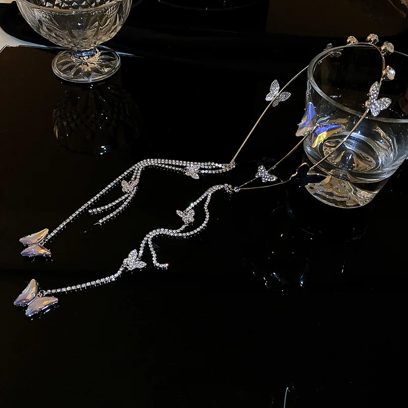 Модный обруч для волос с кисточками элегантный роскошный бабочкой заколка