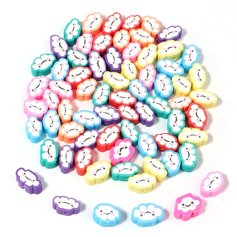 

50pcs/Lot Loose Beads Clouds Mushroom Round Alphabet Mixed Soft Clay For DIY Bracelets Necklaces Decoration Jewelry Making