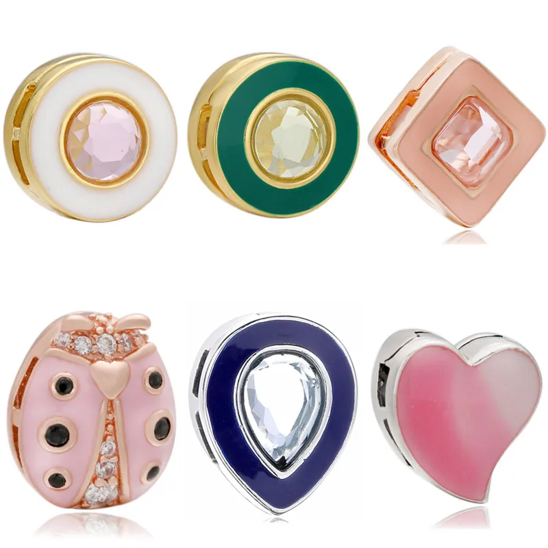 

Оригинальные рефлексоры, белый и зеленый круг, Божья коровка в виде капли, искусственное серебряное очаровательное изделие, популярный бра...