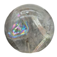 natural clear rainbow quartz crystal sphere with long hair globe ball chakra healing reiki stone carving crafts