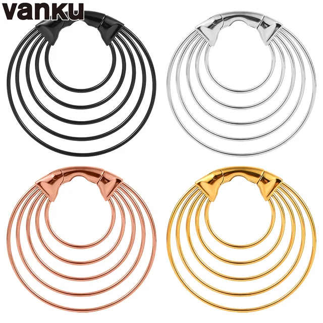 Vanku 2pcs stainless screw ear flesh tunnels large hoop earring plugs expander dangle gauges stretchers piercing body jewelry