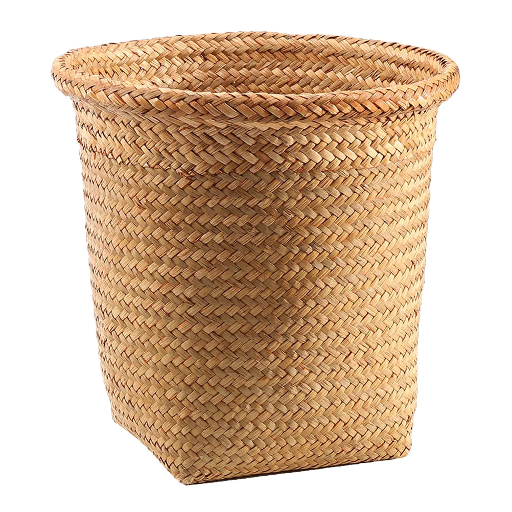 

Basket Can Trash Woven Storage Wicker Garbage Rattan Waste Bin Laundry Container Sundries Wastebasket Planter Seagrass Kitchen