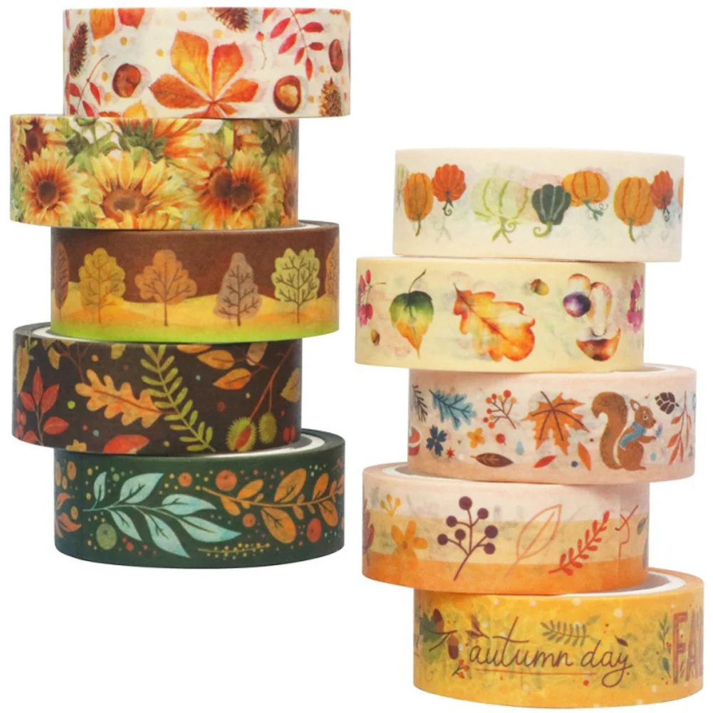 

10 Rolls Journal Tape Stickers Ancient Themed Gift Set Washi Masking Tapes Self-adhesive Wrapping Fall Decor