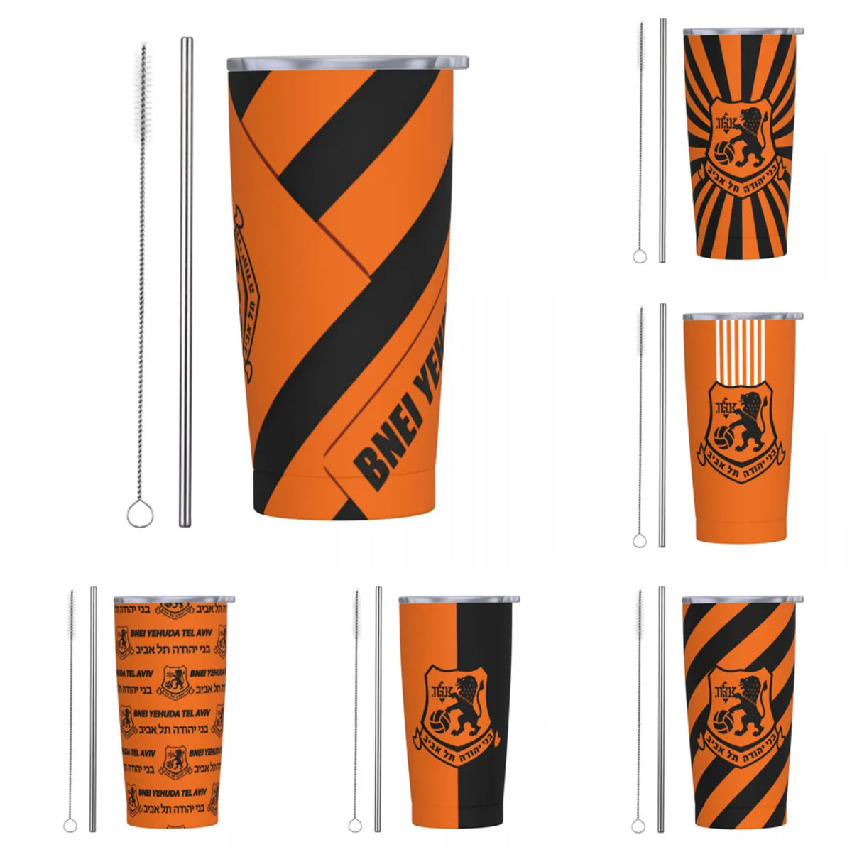

Bnei Yehuda Tel Aviv Fc Auto Stainless Steel Straw Cup with 20cm Stainless Steel Straw and Grass Brush for Travel, Home and More