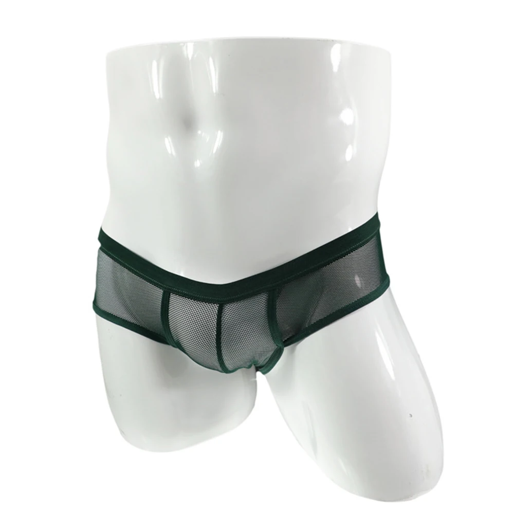 

Mesh Slips Homme Panties Sexy Underwear Men 2022 Perspective Breathable Nightclub Underpants Diamond Low Waist Boxer Briefs