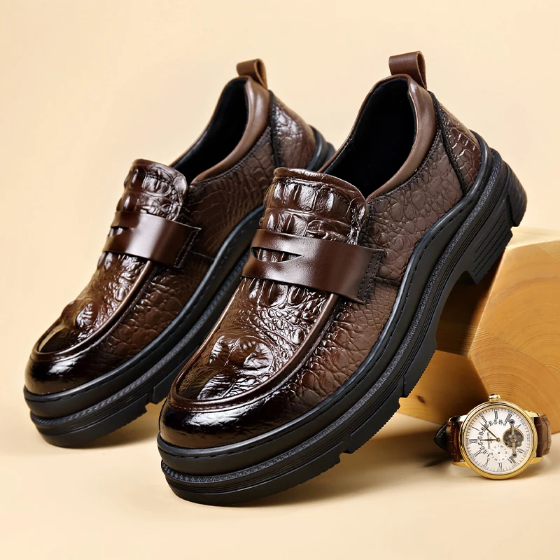 Лоферы мужские деловые роскошные кожаные без застежки дизайнерская модная