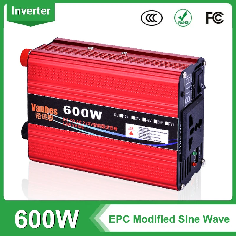 

600 Вт модифицированный синусоидальный инвертор автомобильный бытовой уличный преобразователь питания аварийный источник питания инвертор 12 В 24 в 48 в 60 в до 220 В
