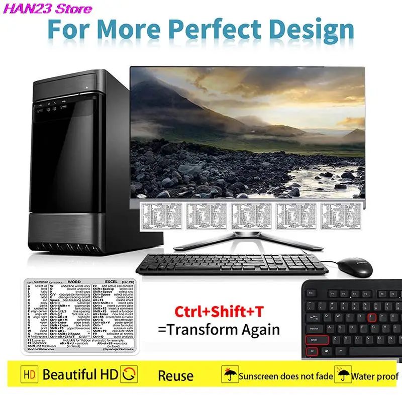 30Pcs/Set Windows+ Word/Excel (for Windows)/Adobe Photoshop Quick Reference Keyboard Guide Shortcut Sticker Fit For Laptop or PC - купить по