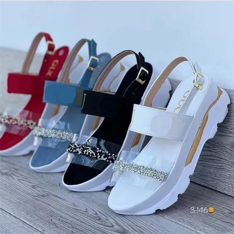 Platform Women Sandals Summer High-heeled Buckle Strap Ladies Sandals Peep Toe Slippers 2023 Newly Beach Shoes for Women Wedges