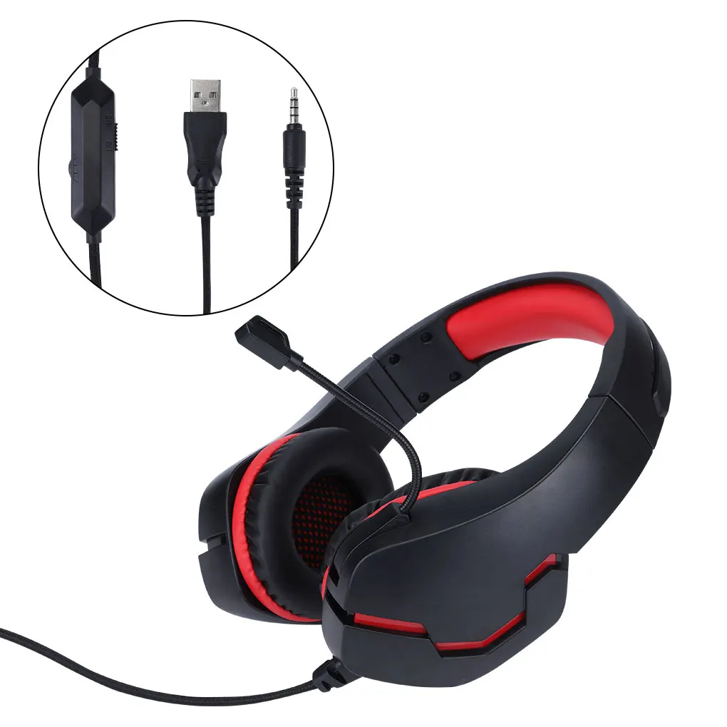 

Игровые наушники 3,5 мм, игровая консоль для компьютера, проводные наушники со светодиодной подсветкой, игровая гарнитура с микрофоном