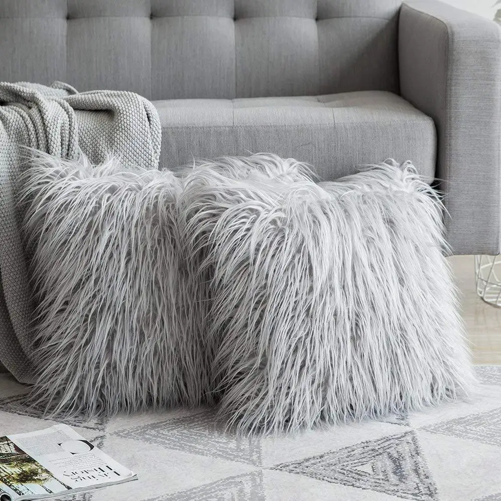 

Sofa Cover Pillow Plush Bedroom Pillowcase Home Decorative Living Fluffy 43x43cm Soft Covers Decor Fur Cushion Cover Shaggy Room