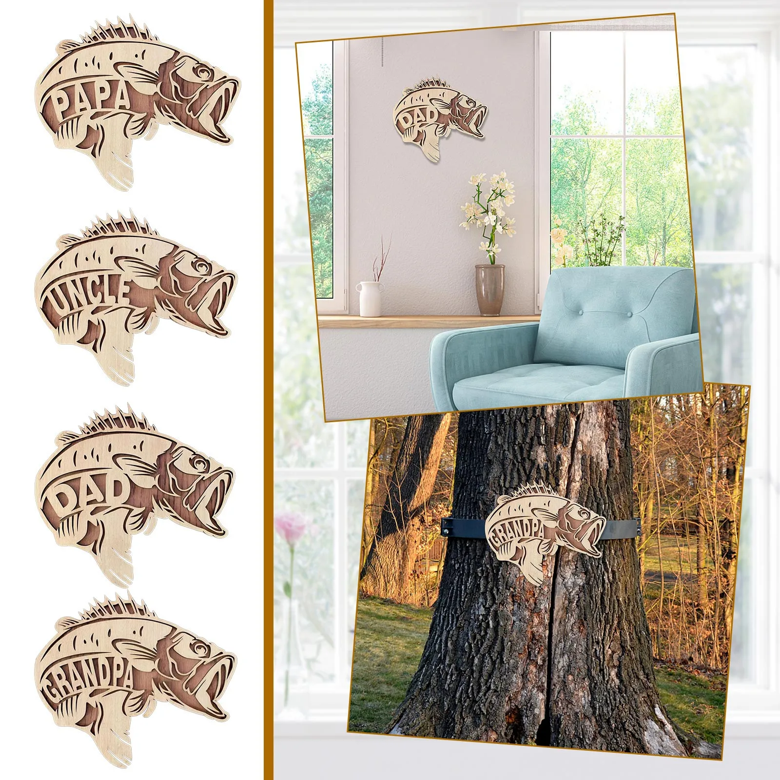 

Personalized Sign Wooden Dad Fishing Trip Father's Day