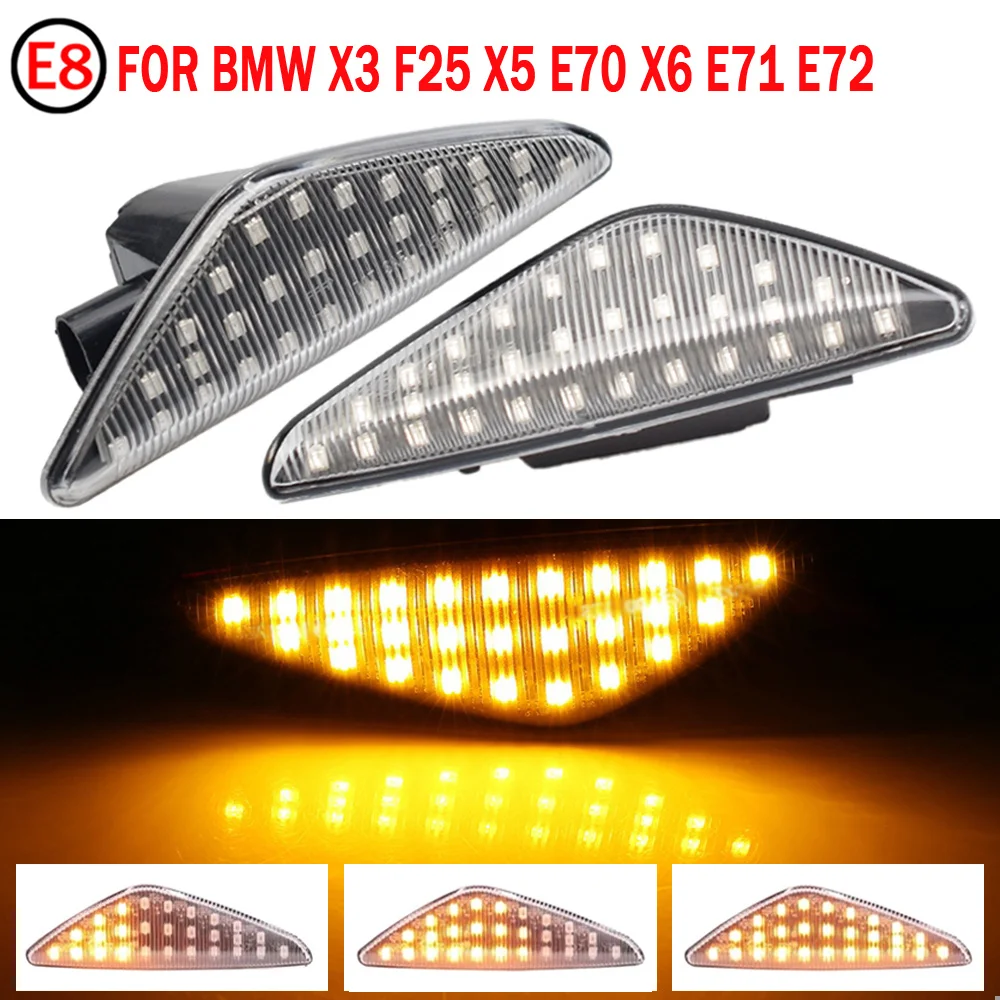 

2Pcs Sequential Dynamic Flowing LED Side Marker Light Turn Signal Light Blinker For BMW E70 X5 F25 X3 E71 X6 2008-2014