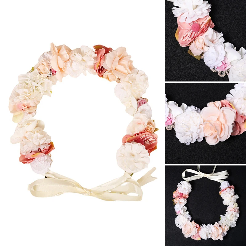 

Artificial Flower Headband Women Ribbon Rhinestone Cloth Hair Vines Artificial Flower Headband Exquisite Headdress Luxury