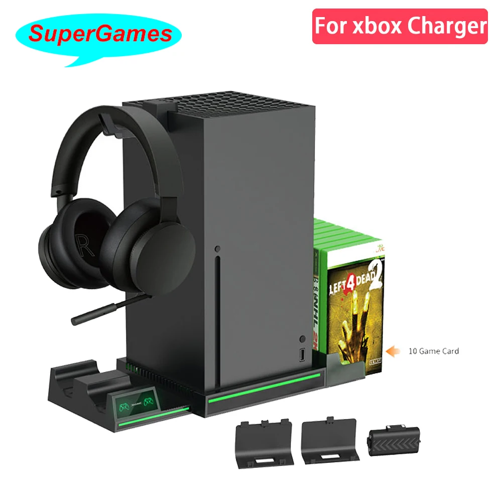 

Dual Controller Charge Station For Xbox SeriesX Games Charging Dock Cooling Vertical Stand Charger for Xbox ONE/S/X Console