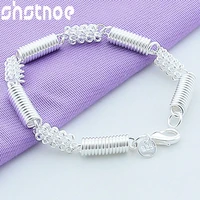 925 sterling silver elasticity circle chain bracelet for women men party engagement wedding fashion charm jewelry