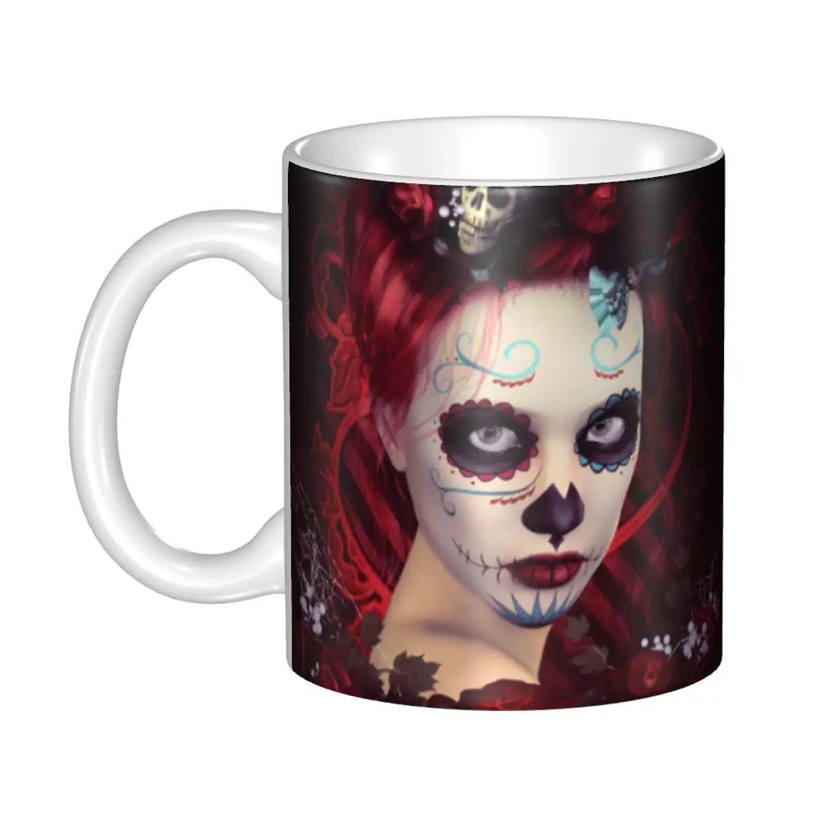 

Сахарная кукла красный День мертвых кружка под заказ мексиканский Готический Череп керамическая кофейная кружка креативный подарок