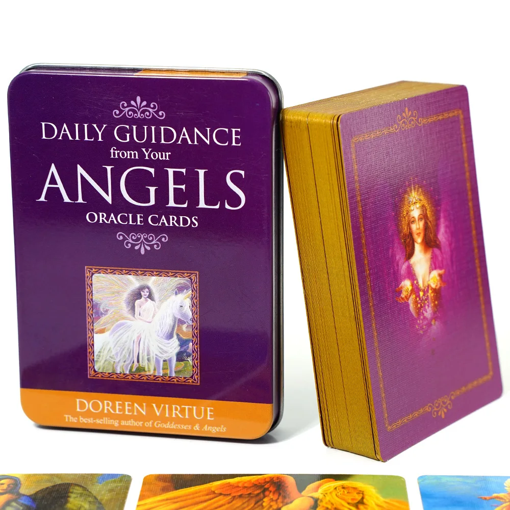 

Daily Guidance from Your Angels Oracle Cards Tin Box Gilded Edge Divination Multiplayer Board Game With Guidebook Tarot Cards