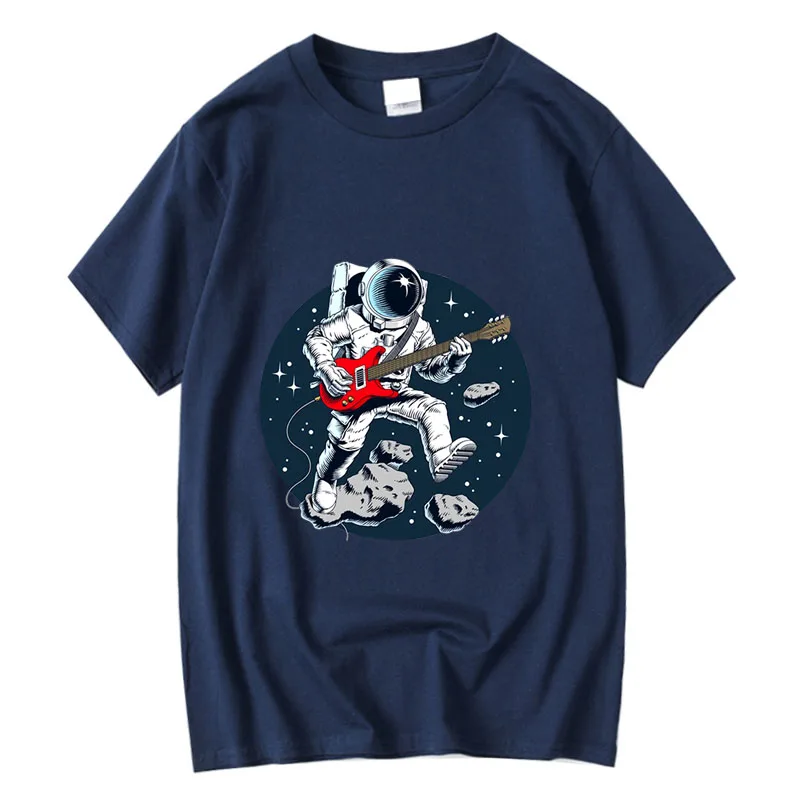 Футболка XIN YI мужская с забавным принтом астронавта и гитары тенниска из 100%