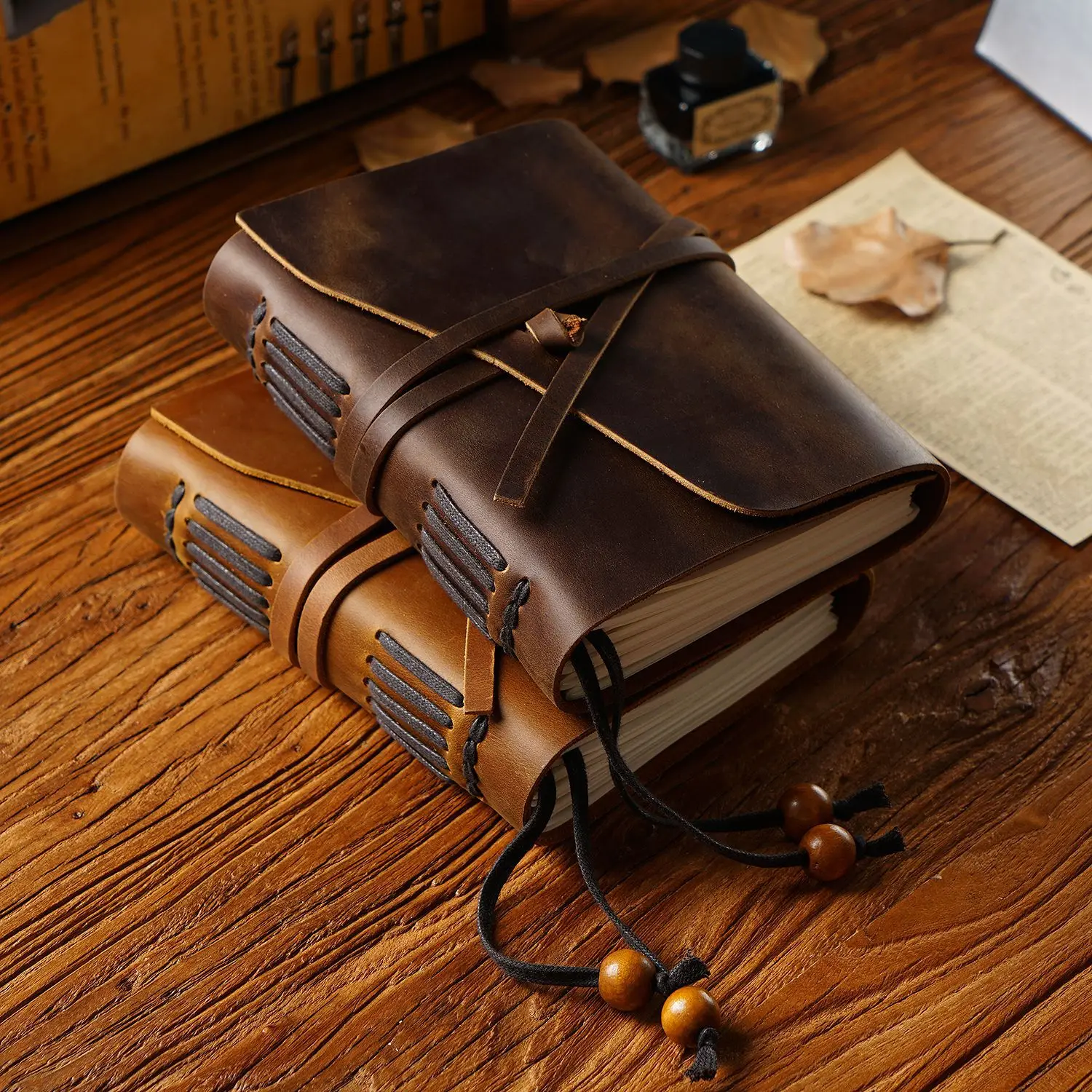 

Retro Traveler Handmade Notebook Sketchbook Top Cowhide Leather Notepad Journal 300 Pages 13*18cm