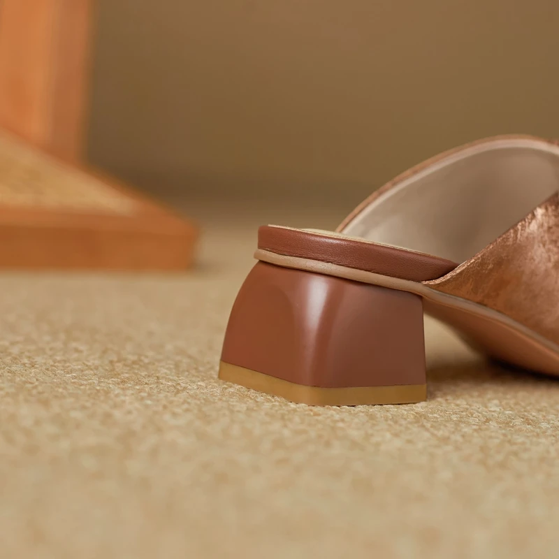 Женские кожаные ретро-тапочки Baotou Muller простые и удобные тапки большого размера с