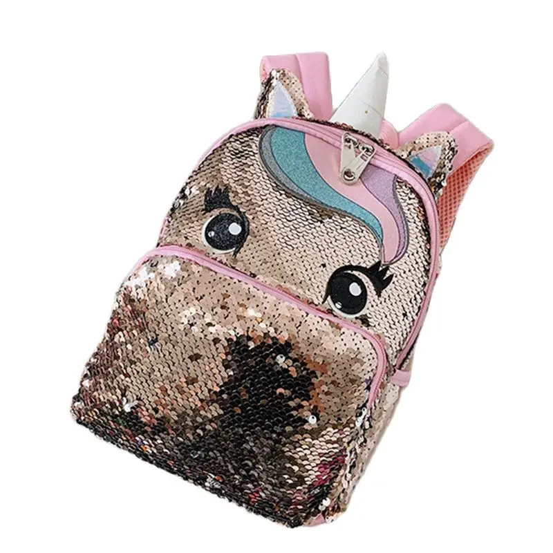 Unicorn Bag Sequined Schoolbag Multi Color Small Backpacks for Women Girls Kindergarten Kids Backpack Large Bagpack 14.5'' S,L