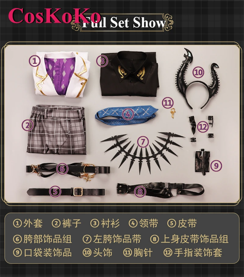 CosKoKo Ren Zotto Косплей Аниме Vtuber Nijisanji ILUNA Костюм Модная Униформа Мужской Полный