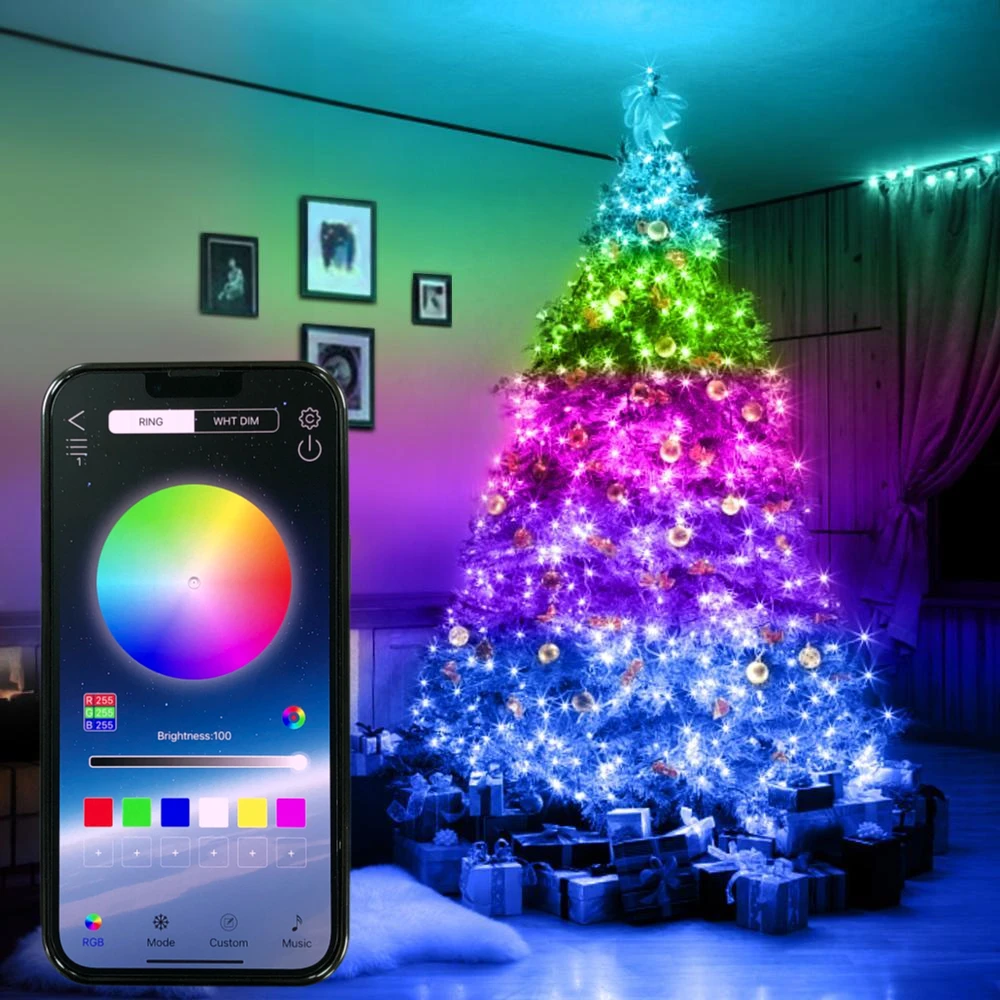 

Smart RGB Christmas Fairy String Light APP Bluetooth Control Waterproof USB Copper Wire Lights 16 Colors New Year Decoration