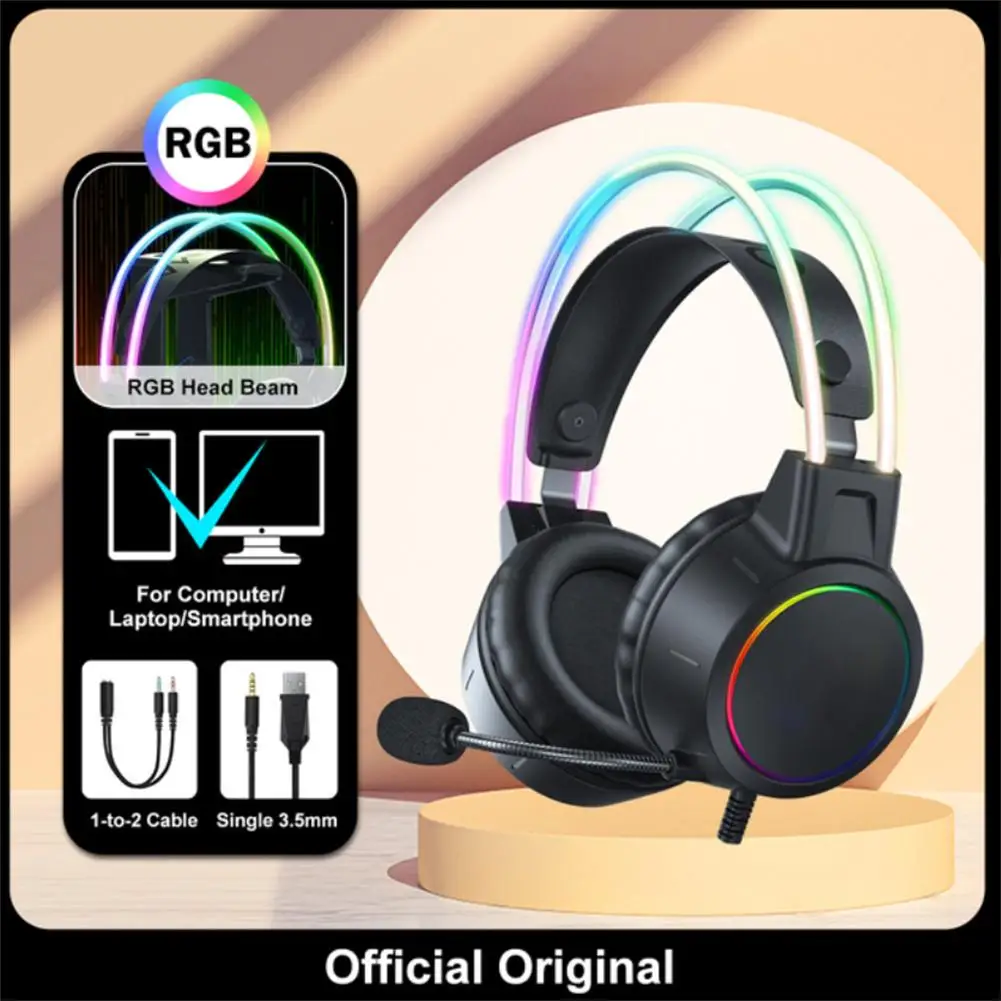 

Наушники X15 Pro Onikuma Rgb с Hd гибким микрофоном, игровые наушники 3,5 мм, совместимые с X-box Ps-5 Switch