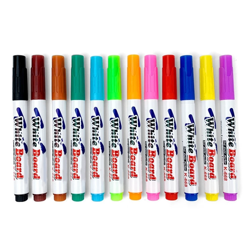 

12 Colors Whiteboard Markers Erasable Liquid Chalk Marker Pens Colored Marker Pens Refillable for School Class Office