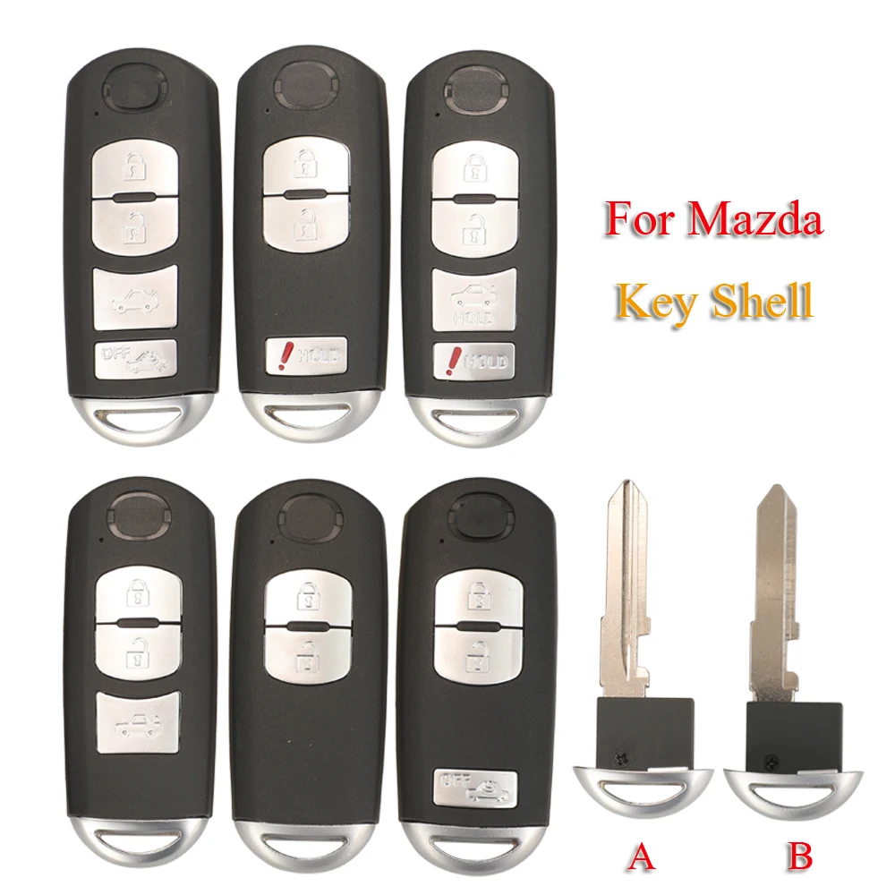 

jingyuqin 2/3/4 Buttons Remote Car Key Shell Case Fob For Mazda X-5 Summit M3 M6 Axela Atenza With Emergency Key Blade