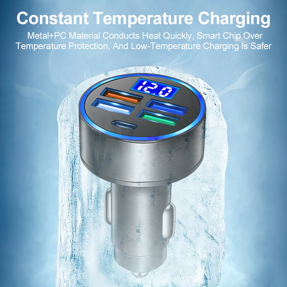 

Car Car Charger 4USB Aluminum Alloy Car Charger Fast Charger QC3.0 Stable Connection Wide Compatibility Black Brand New