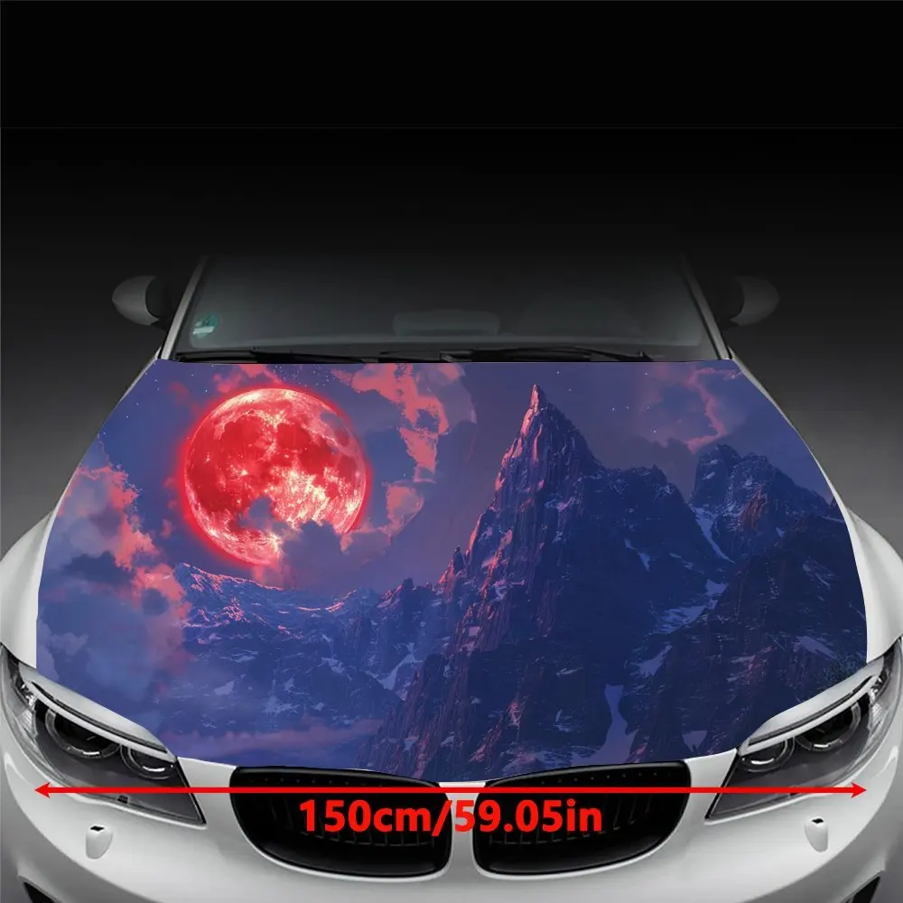 Red Sun Hang Over The Sky Mountain Автомобильный капот цветная виниловая наклейка графический