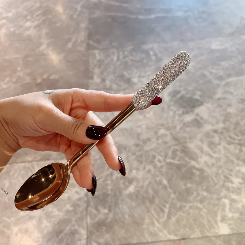 Роскошные бриллиантовые столовые приборы Золотая вилка ложка нож столовая