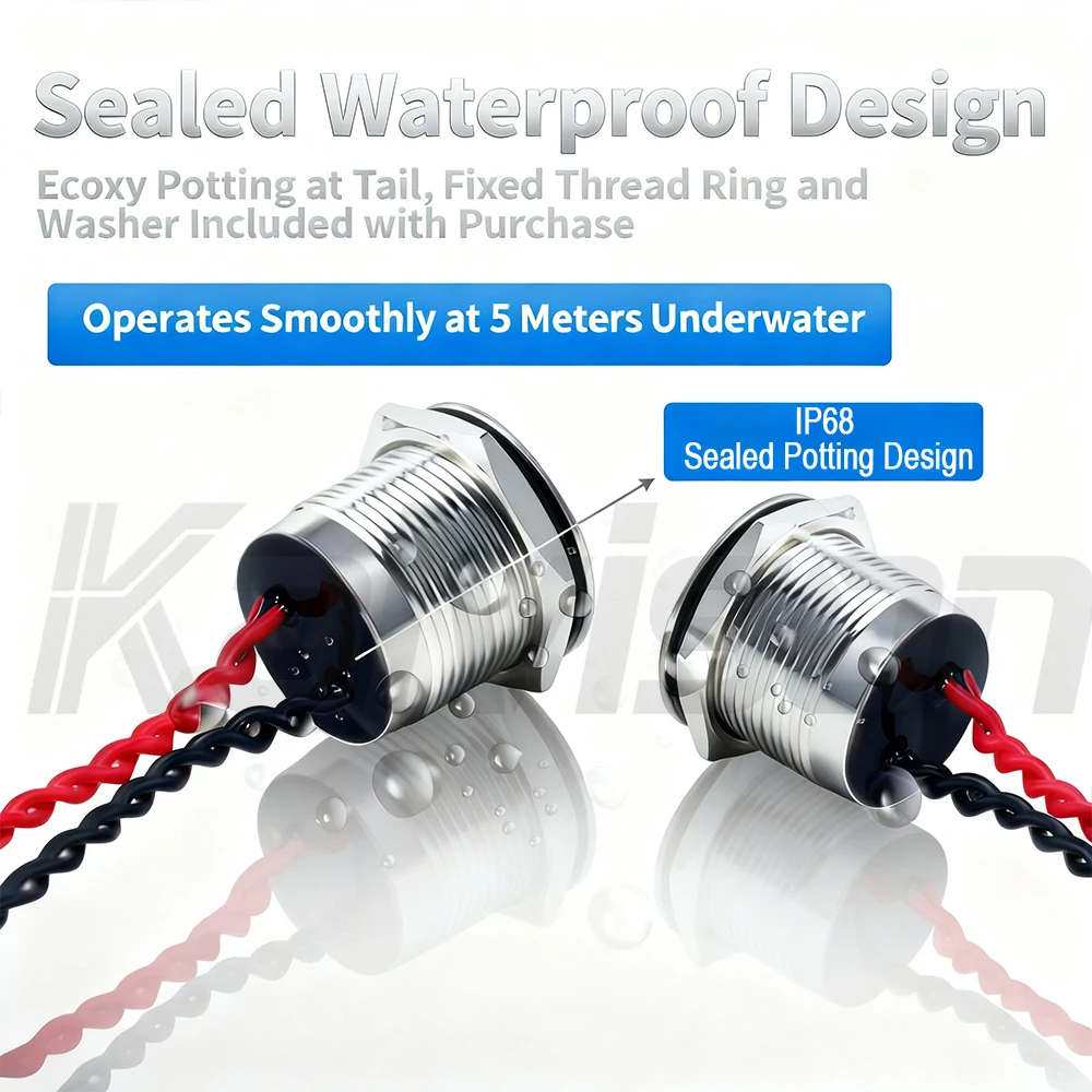 Фото IP68 Piezo Switch 12/16/19/22/30mm Latching Waterproof Metal Touch Switch Stainless Steel Momentary Piezoelectric Ceramic Switch №2