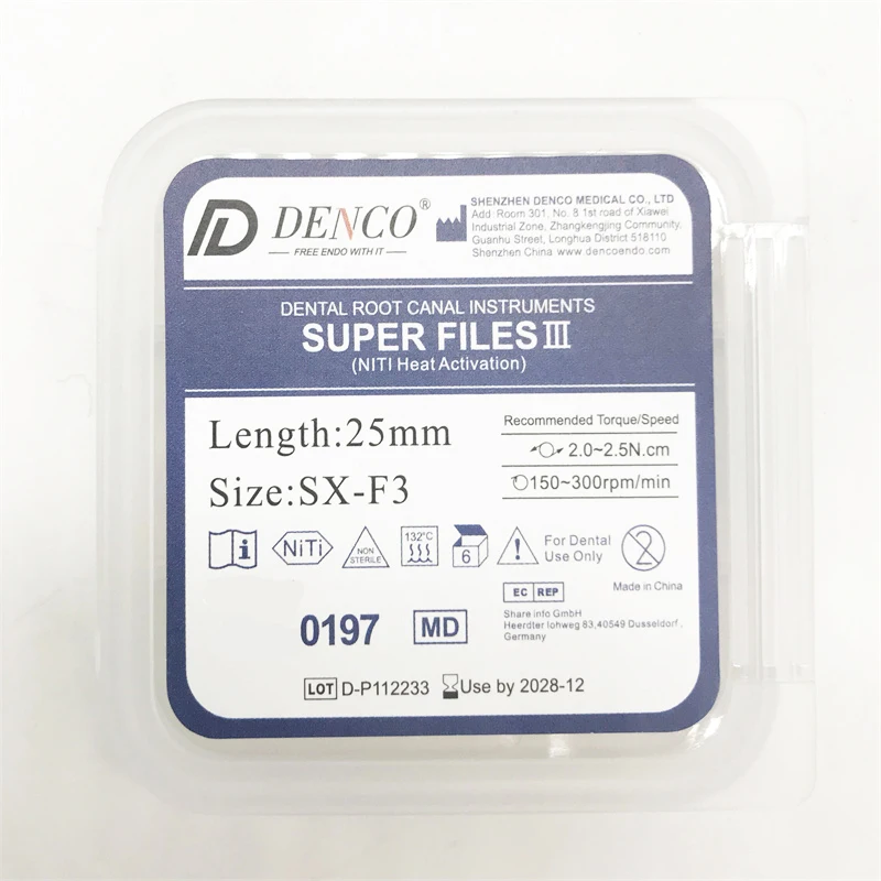 Одобренные CE стоматологические напильники Denco супер III Niti для тепловой активации