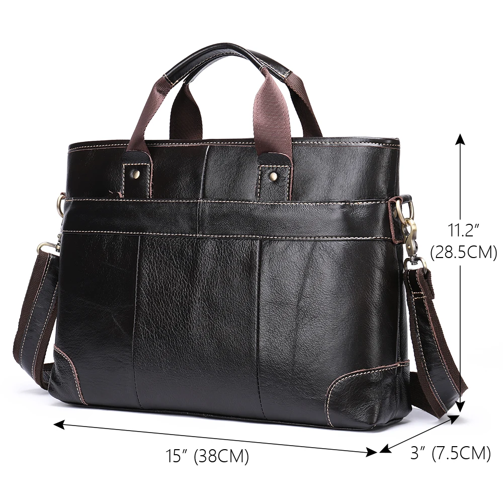 WESTAL Men's Briefcase Business Genuine Leather Bag For Document 14 Inch Laptop Messenger Shoulder Bags Computer Bag Mallette