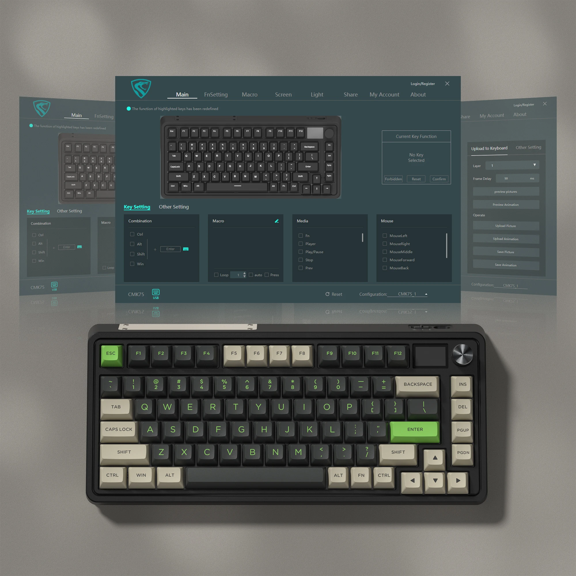 Fl-ESPORT CMK75 Desert Grey Tri-Mode 75% Bluetooth Беспроводная механическая игровая клавиатура с