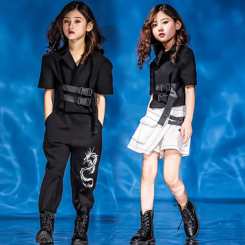 

Kids Grils Streetwear Hip Hop Jazz Casual Shirt Shorts Sets Tracksuit Children Teens Stage Show Dance Costumes Clothing