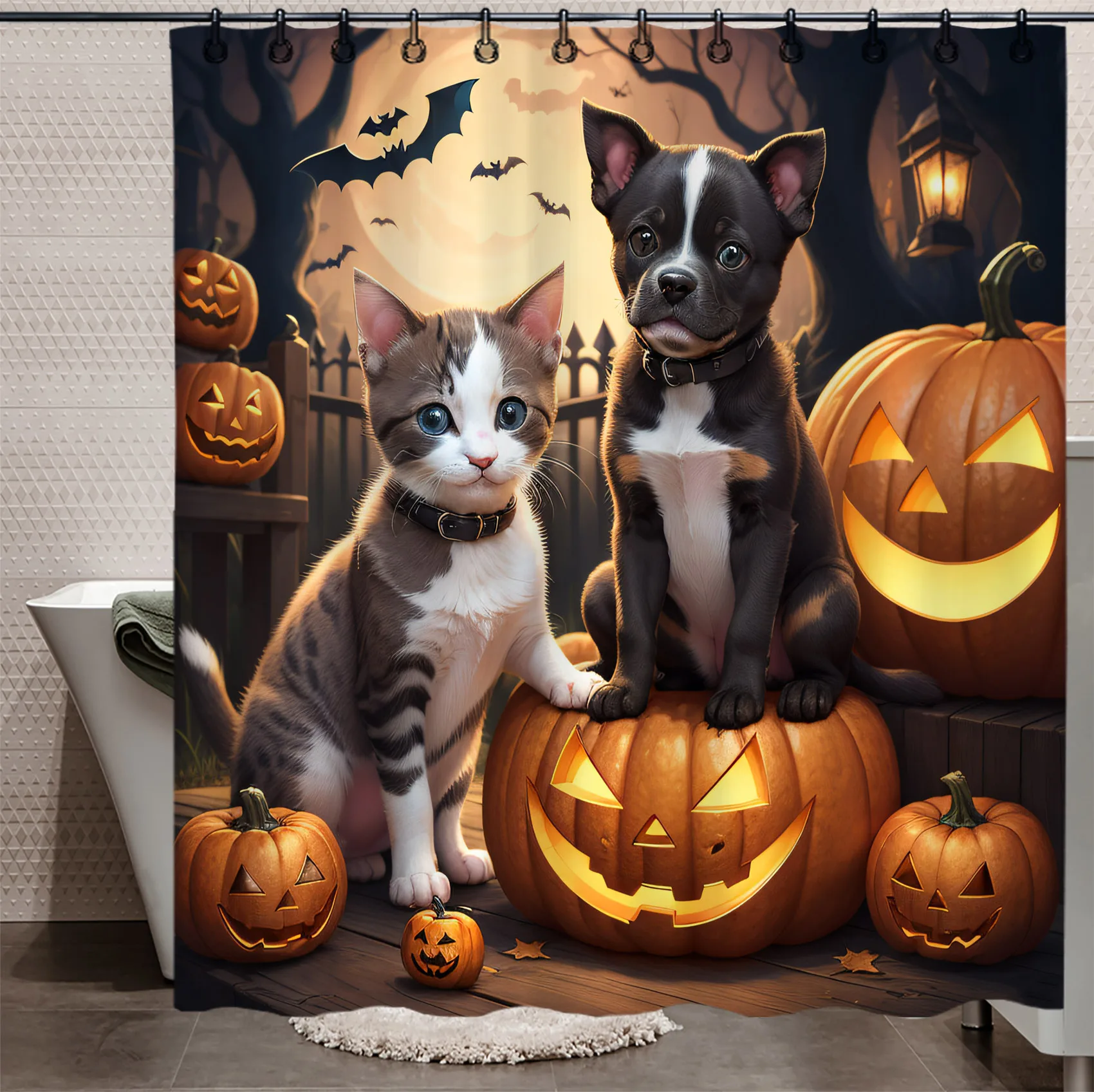 

Занавеска для душа в виде летучей мыши на Хэллоуин, 72x72 дюйма