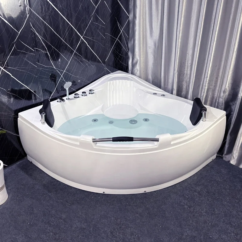 Фото Заводская дешевая цена Угловые гидромассажные ванны Jacuzz Угловая ванна 2-местная джакуумная ванна Гидромассажная ванна Спа Открытая гидромассажная ванна №1