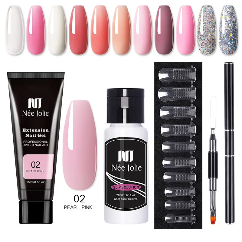 

15ml Nail Extension Gel Kit Soak Off UV Gel Acrylic White Clear Gel Nail Polish for Home Nail Art Salon Set for Professionals