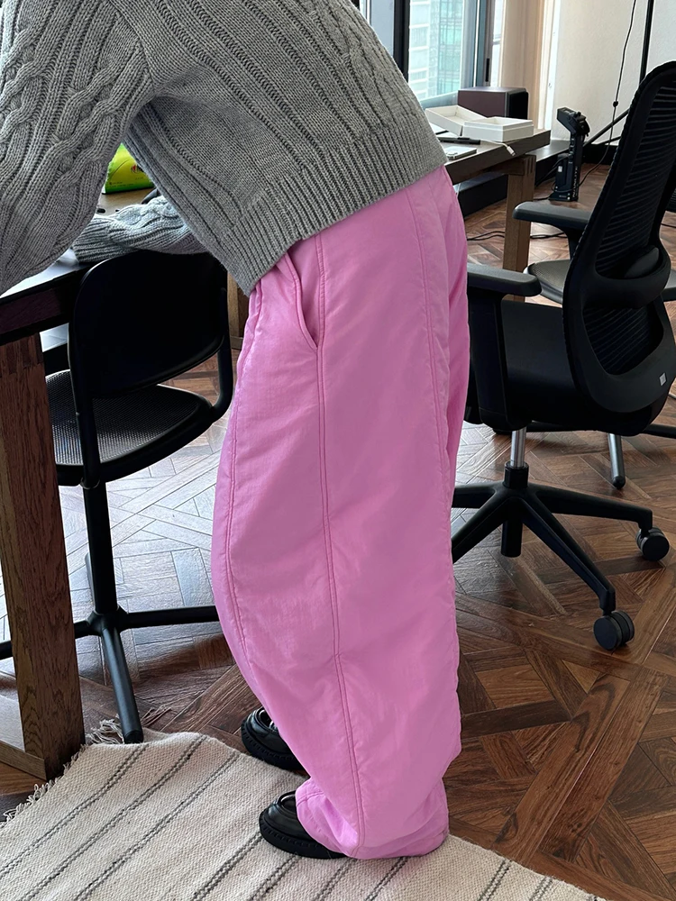 Женские хлопковые брюки LANMREM прямые широкие с высокой талией теплые одежда для