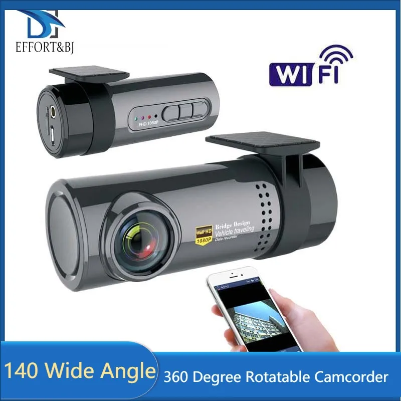 

Effort&BJ WiFi Car DVR Camera 140 Wide Angle 360 Degree Rotatable Camcorder Night Vision Cycle Recording Remote Monitor Dash Cam