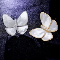 korea fashion natural shell zircon light luxury brooch women corsage cute butterfly pin personality anti lighting brooch